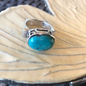 Silpada oval turquoise & sterling ring Size 6.25